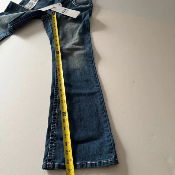 SKY Premium Collection Womens Super Soft Bootcut Blue Jeans Size 7/28 Rhinestone - Picture 6 of 14